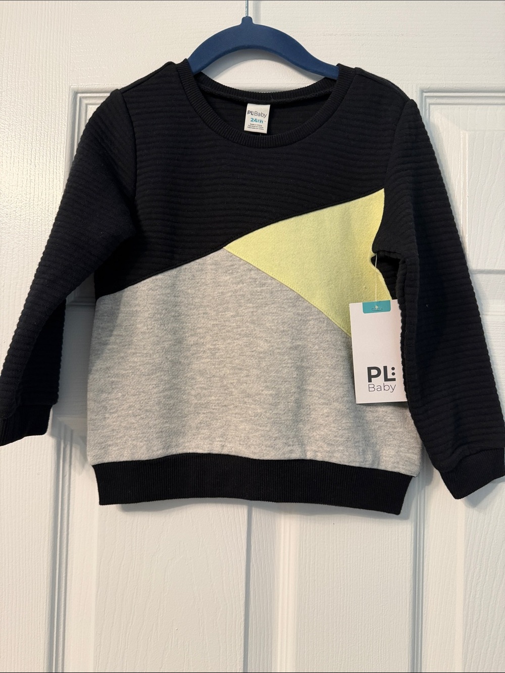 PL Baby Colorblock Crewneck Sweatshirt - Black, Gray & Yellow